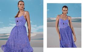 Vestido solto maxi midi flor de lis feminino