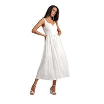 Vestido Solto Maxi Midi Linho Misto Flor De Lis Vestido Solto Maxi Midi Linho Misto Flor De Lis
