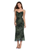 Vestido SOLY HUX de malha floral Bodycon, gola alta, sem mangas Vestido SOLY HUX de malha floral Bodycon, gola alta, sem mangas