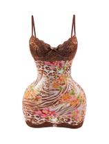 Vestido SOLY HUX mini floral com renda e alças finas