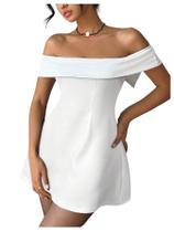 Vestido SOLY HUX Off Shoulder A Line Cocktail branco para mulheres
