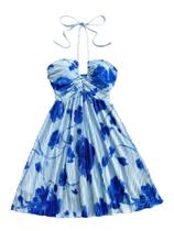 Vestido SOLY HUX Tie Dye Cami Halter Sem Encosto A Line Azul Feminino Vestido SOLY HUX Tie Dye Cami Halter Sem Encosto A Line Azul Feminino