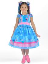 Vestido Stitch Festa Junina São Joao Quadrilha Azul Luxuoso