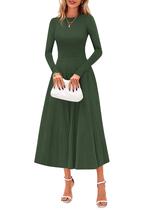 Vestido Suéter Midi de Manga Longa PRETTYGARDEN 2025 Verde Militar Tamanho S Vestido Suéter Midi de Manga Longa PRETTYGARDEN 2025 Verde Militar Tamanho S