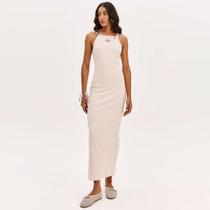 Vestido Super Mid Easy Lança Perfume Alça Pr26 Bege Feminino