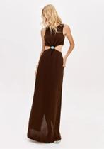 Vestido Super Midi Com Aviamento 502VE011931 Tamanho PP Cor Marrom Lança Perfume