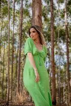 Vestido super midi com fenda e rolote tamanho m