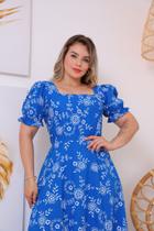 Vestido Super Midi Floral Tricoline Comportado