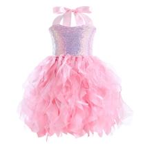 Vestido Suppromo de aniversário de tule rosa para meninas de 7 a 8 anos