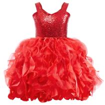 Vestido Suppromo Red Tutu Sequin Toddler 4T Birthday