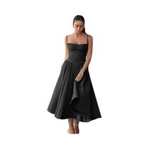 Vestido suspenso de dopamina feminino, saia longa retrô francesa, moda verão, novo estilo