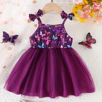 Vestido Suspensor Floral para Bebê Menina - Princesa Chiffon - Verão