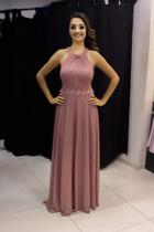 Vestido Sutil Elegância em Nude Tule com Brilho