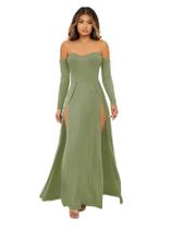 Vestido SweatyRocks Elegant Off Shoulder com fenda dupla e alta