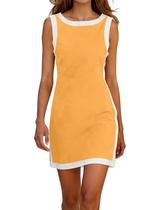 Vestido synound Summer sem mangas, bloco de cores casual para mulheres