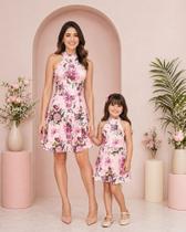 Vestido Tal Mãe Tal Filha Floral gola alta