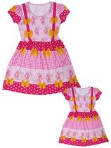 Vestido Tal Mãe Tal Filha Temático Estampado Festa Junina Rosa