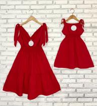 Vestido Tal Mãe Tal Filha Vermelho de amarrar no ombro
