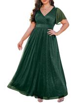 Vestido Talisea Green Sparkly Plus Size formal em chiffon de lantejoulas Vestido Talisea Green Sparkly Plus Size formal em chiffon de lantejoulas