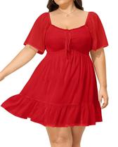 Vestido Talisea Plus Size de chiffon vermelho com decote em coração