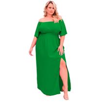 Vestido Tamanho Grande Ciganhinha Com Fenda Lateral Plus Size Manga Godê