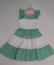 Vestido Tandy Bee Verde Água - 6 ao 16 Verde Água com Branco