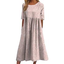 Vestido TBILILO Vintage Boho com estampa floral de verão para mulheres Vestido TBILILO Vintage Boho com estampa floral de verão para mulheres