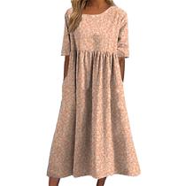 Vestido TBILILO Vintage Boho com estampa floral, verão 2025, feminino Vestido TBILILO Vintage Boho com estampa floral, verão 2025, feminino