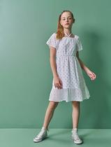 Vestido Teen Feminino Com Paetê Branco Dway