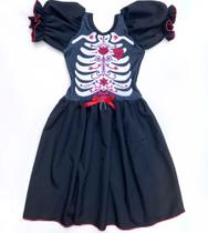 Vestido Tema Caveira Mexicana Halloween Fantasia Moda Infantil Menina-Ana Fantasias Vestido Tema Caveira Mexicana Halloween Fantasia Moda Infantil Menina-Ana Fantasias