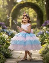 Vestido Tema Unicórnio Festa Luxo Infantil Juvenil Oferta