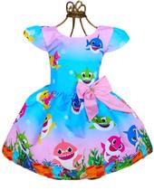 Vestido Temático Baby Shark Rosa Luxo Fantasia