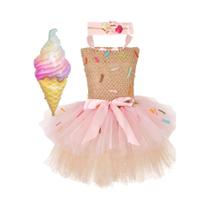 Vestido Temático De Sorvete Arco-Íris Para Meninas, Fantasia Para Aniversário, Carnaval E Casamento