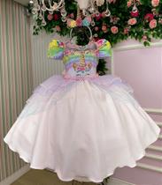 Vestido Temático de Unicórnio Safira Rosa para Bebê - Mimadine