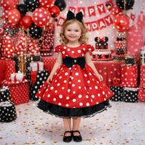 Vestido Temático Festa Aniversário Minnie Criança 1 A 4 Anos