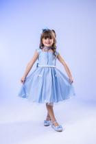 Vestido Tematico Frozen Azul com capa luxo