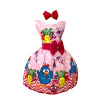 Vestido Temático Galinha Pintadinha Rosa Luxo - Pequenos Encantos Baby