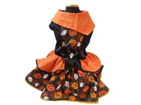 Vestido temático halloween abóbora para cães tam 10