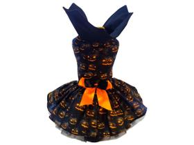 Vestido temático halloween abóboras para pet cães tam 8