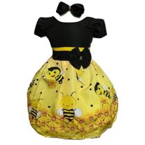 Vestido Temático Infantil Abelhinha Festa Vestido Temático Infantil Abelhinha Festa