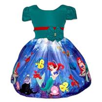 Vestido Temático Infantil Ariel Festa