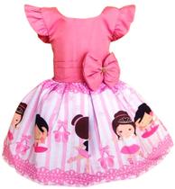Vestido Temático Infantil Bailarina Rosa Vestido Temático Infantil Bailarina Rosa