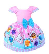 Vestido Temático Infantil Bolo Fofo Quadros Busto Liso