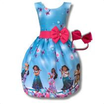 Vestido Temático Infantil Encanto Mirabel Madrigal Luxo Rosa