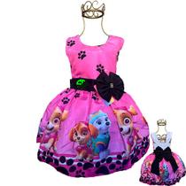 Vestido temático infantil festa Patrulha Canina Pink