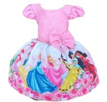 Vestido Temático Infantil Festa Princesas Pérola Busto Liso