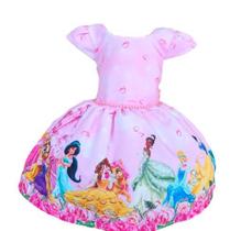Vestido Temático Infantil Festa Princesas Pérola Busto Sublimado - Nalu_kids