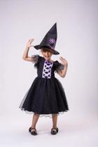 Vestido Temático Infantil Halloween Bruxinha Encantada