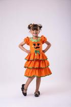 Vestido Temático Infantil Halloween Doce Abóbora - Temáticos Kids