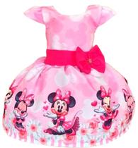 Vestido Temático Infantil Minnie Baby Rosa Busto Sublimado